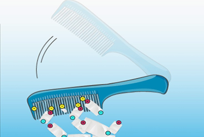 what would happen if you rub the plastic comb on your dry hair and then hold the comb near the pieces of paper?